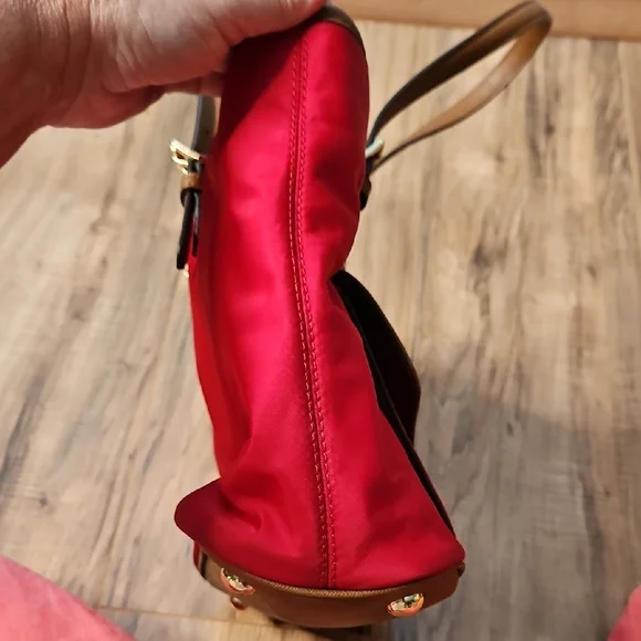 Michael Kors Women's Nylon Red and Tan Travel Tote - Picture 15 of 16